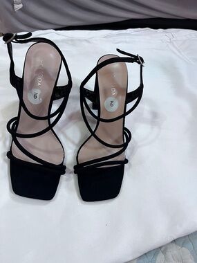 Black Strappy High-Heel Sandals